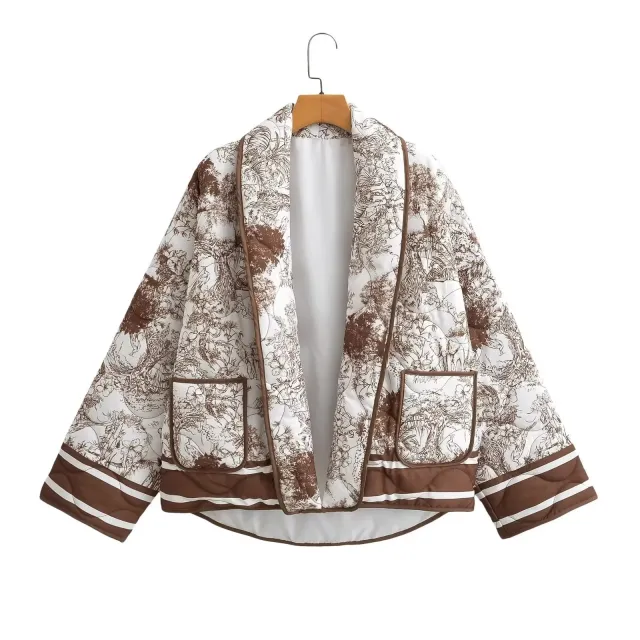 Women's 6 color Printing Cotton Jacket Brown - Shop at LoveMi