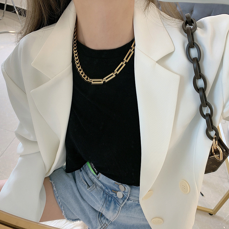 Cold Wind European And American Personalized Stitching Chain Titanium Steel Necklace Ins