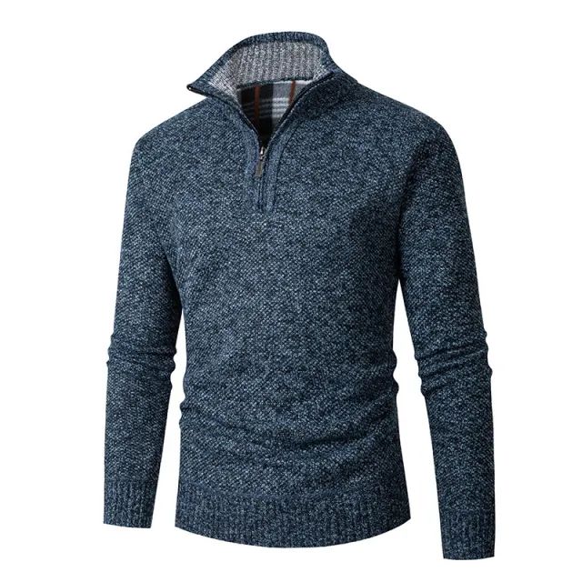 Men's Zipper Sweater Long Sleeve Loose Blue - Shop at LoveMi
