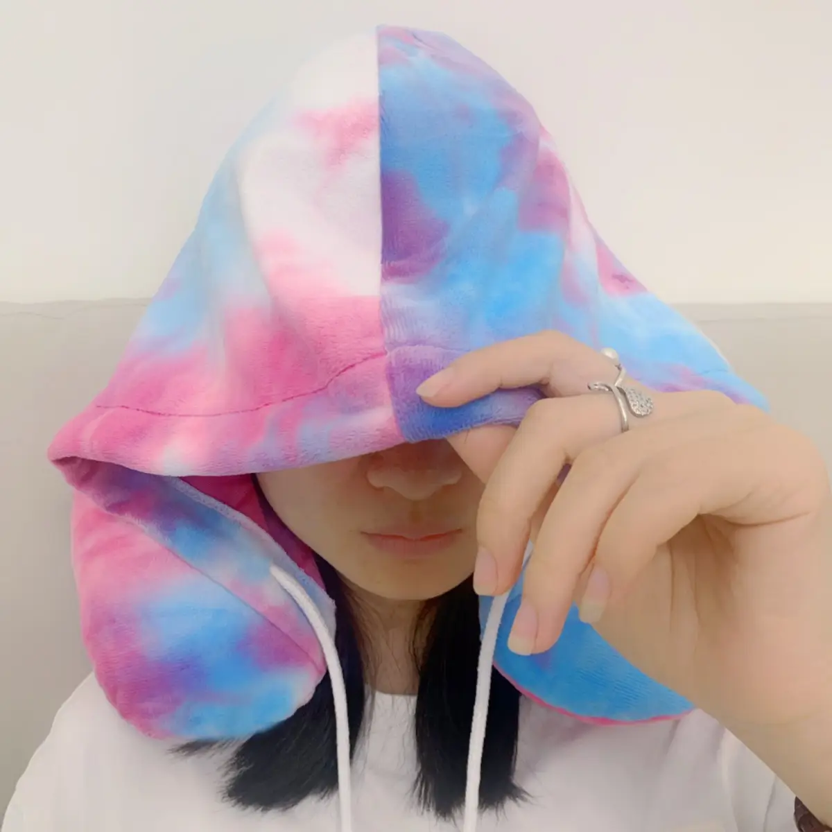 Hooded U-shape Pillow Neck Protection Afternoon Nap Pillow Headband Cap