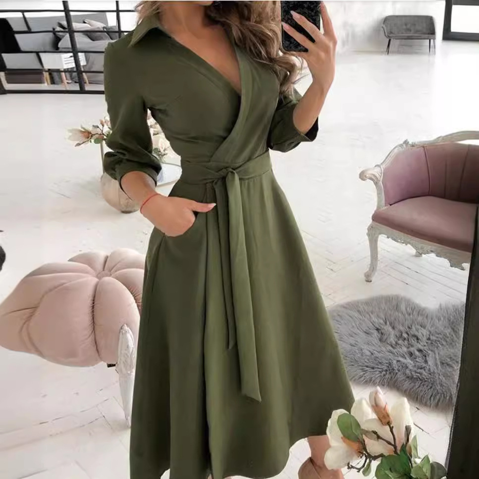 Fashion Short Sleeve V-neck Printed Sheath Women's Clothing Dress