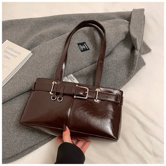 Commuter Texture Underarm Shoulder Handbag Brown - Shop at LoveMi