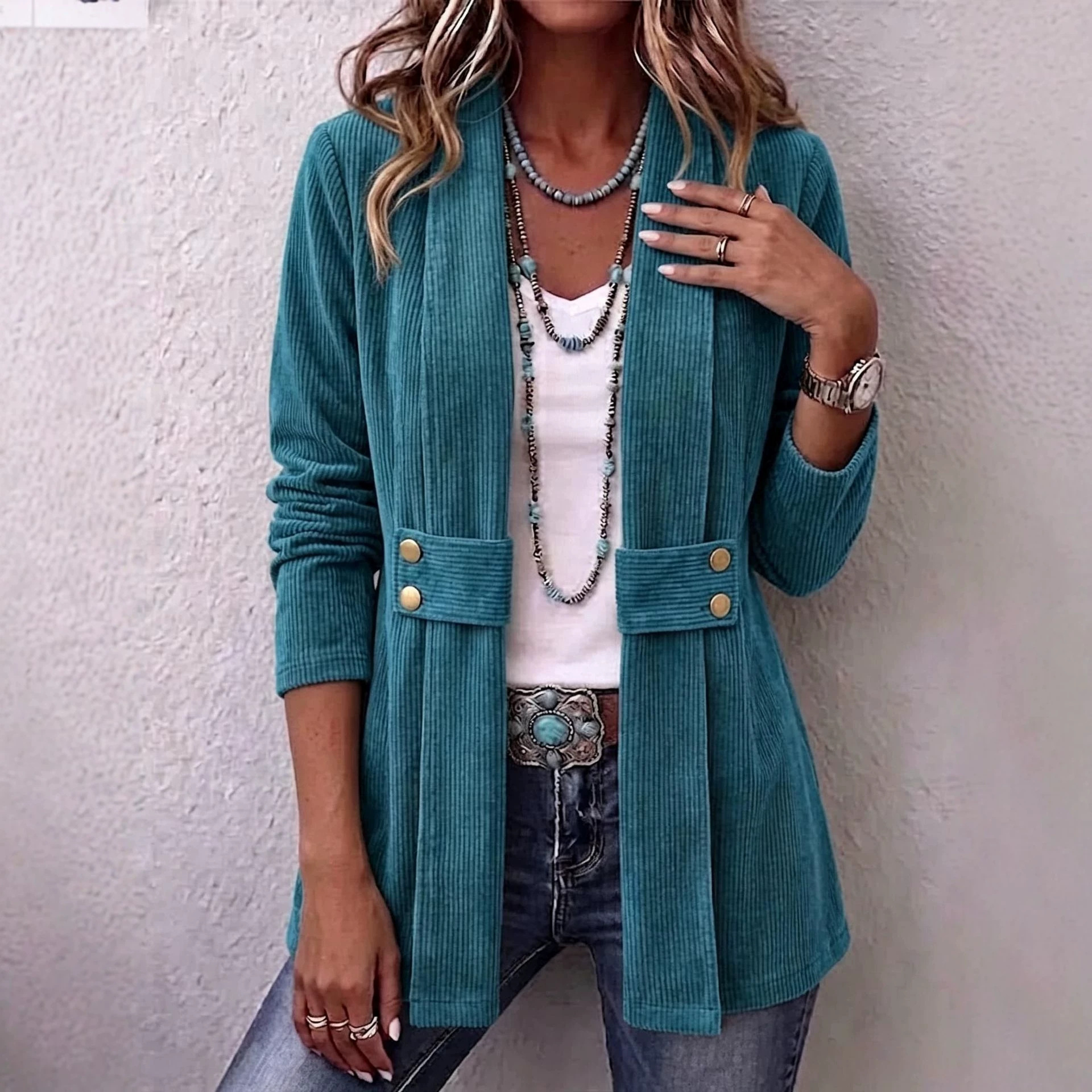 Women's Ribbed Corduroy Long-sleeve Jacket