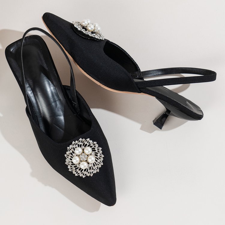 Rhinestone Pointed-Toe High-Heel Sandals
