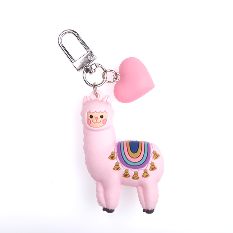 Rainbow Glass Ball Pendant Epoxy Alpaca Keychain - Image 10