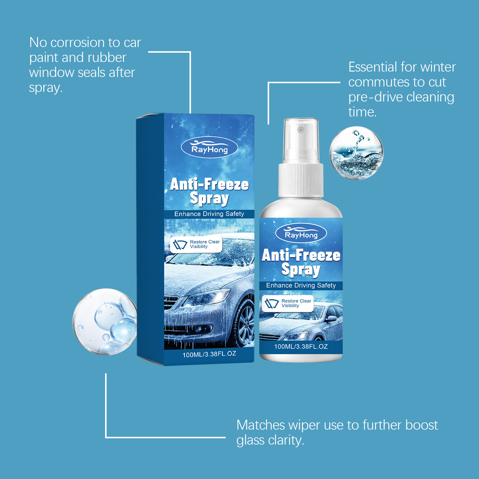 Spray Antigel Pare-Brise 100 ml — Désembuage Auto 3