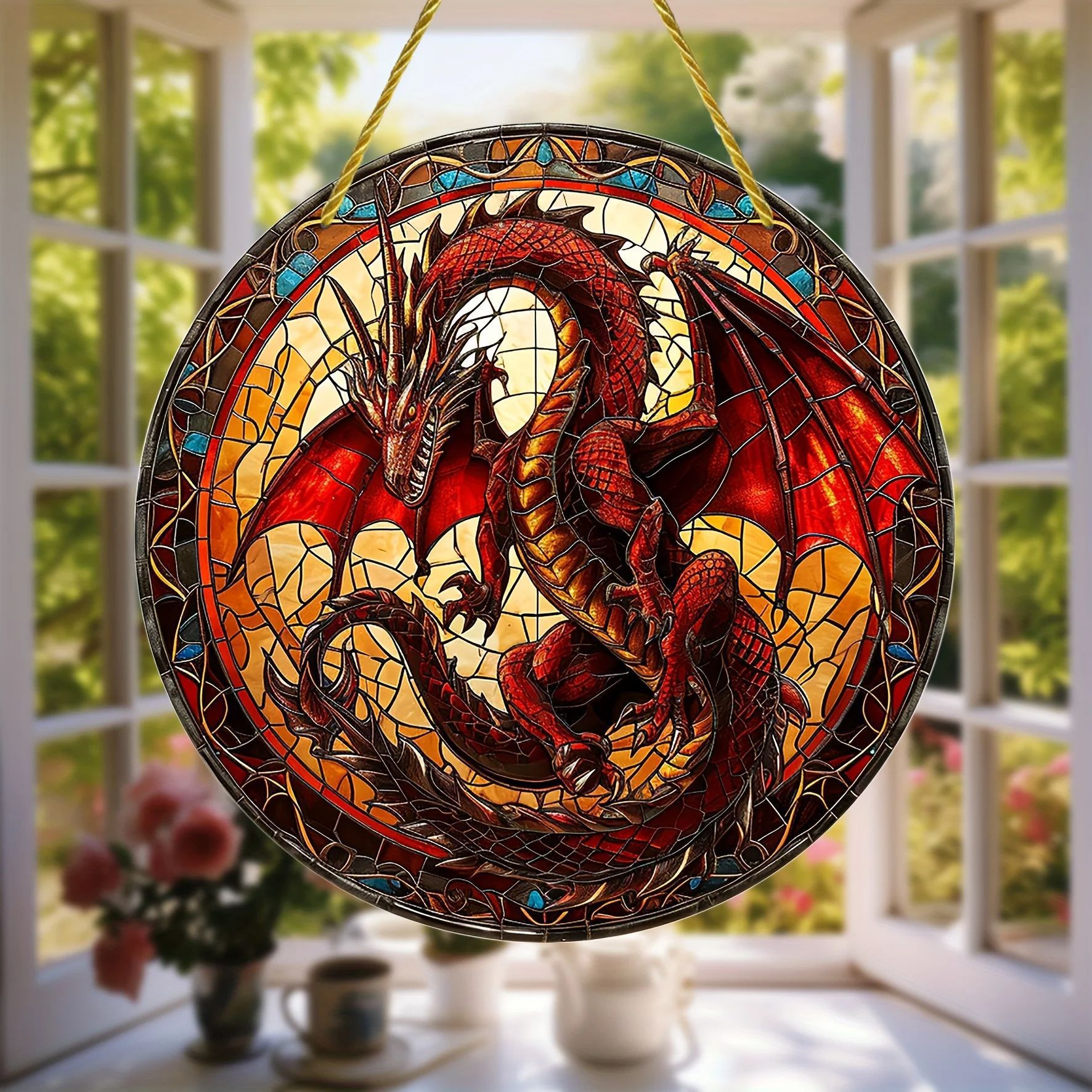 Title 6, Acrylic Dragon Japanese Catcher Glass Window Tr...