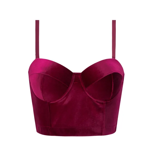 Real Velvet Spaghetti Straps Outerwear Fishbone Corset Solid Color Red - Shop at LoveMi