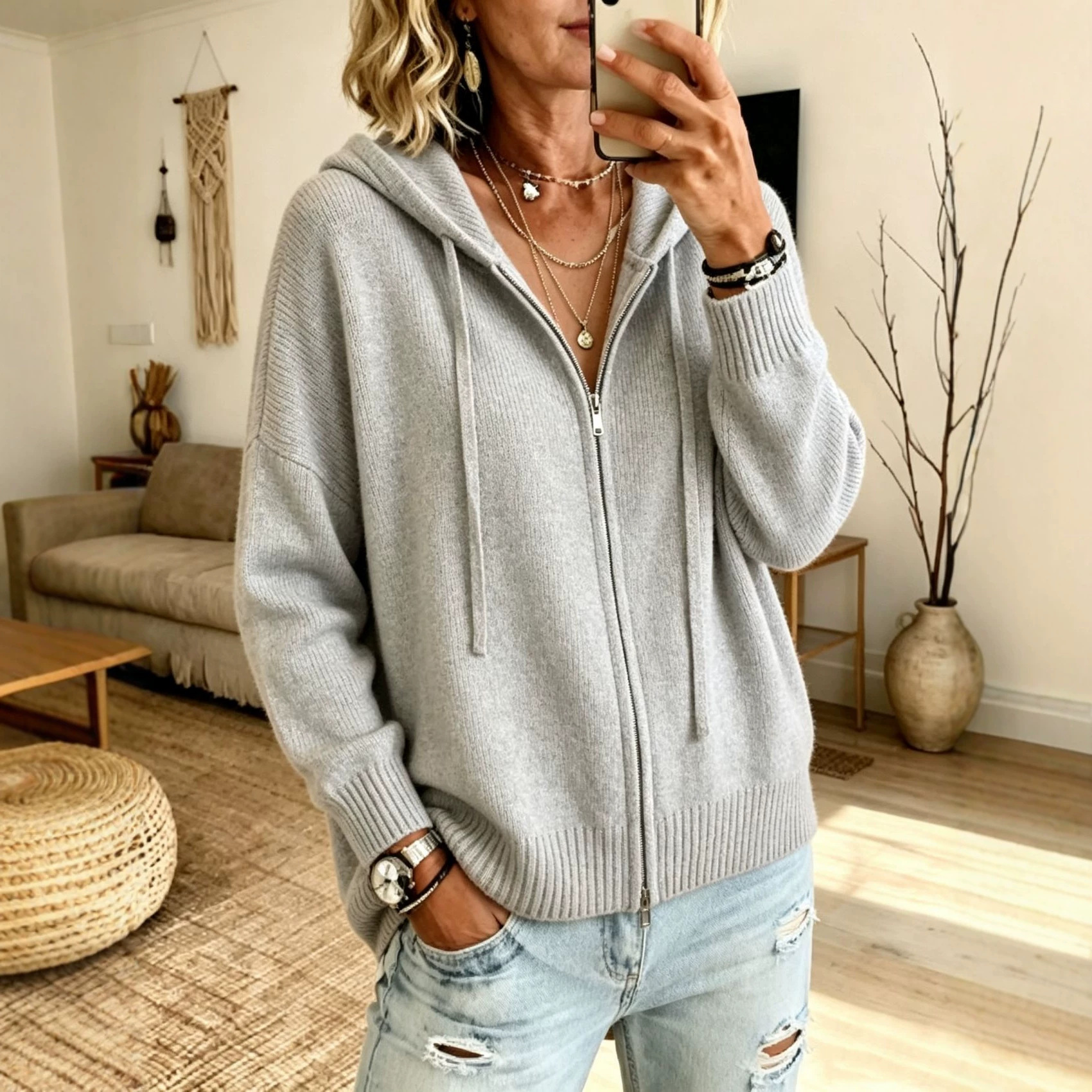 Loose-fitting Long-sleeved Womens Sweater For Layering