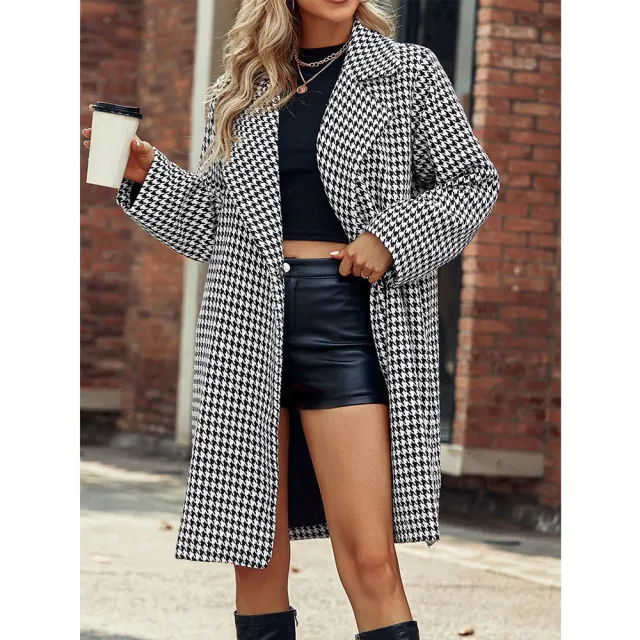Elegant Suit Collar Long Hidden Hook Wool Coat Women Black - Shop at LoveMi