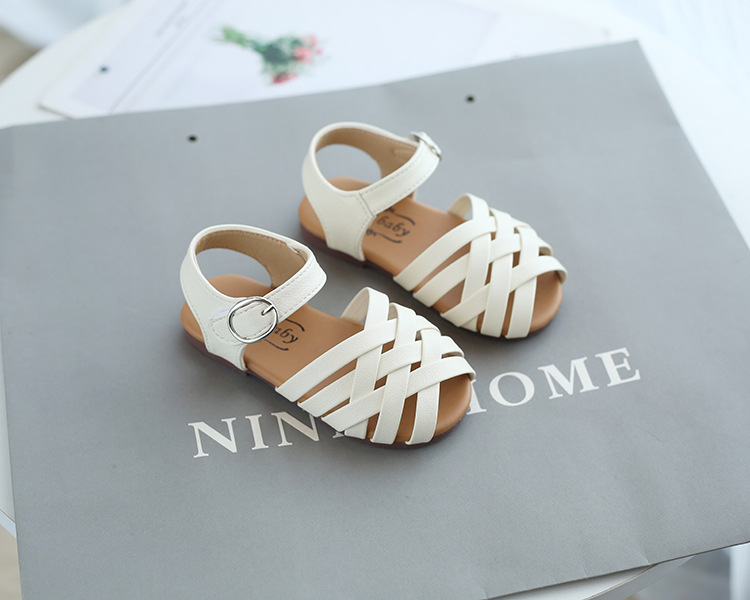 Title 10, Kids Buckle Toe Soft Sole Woven Sandals