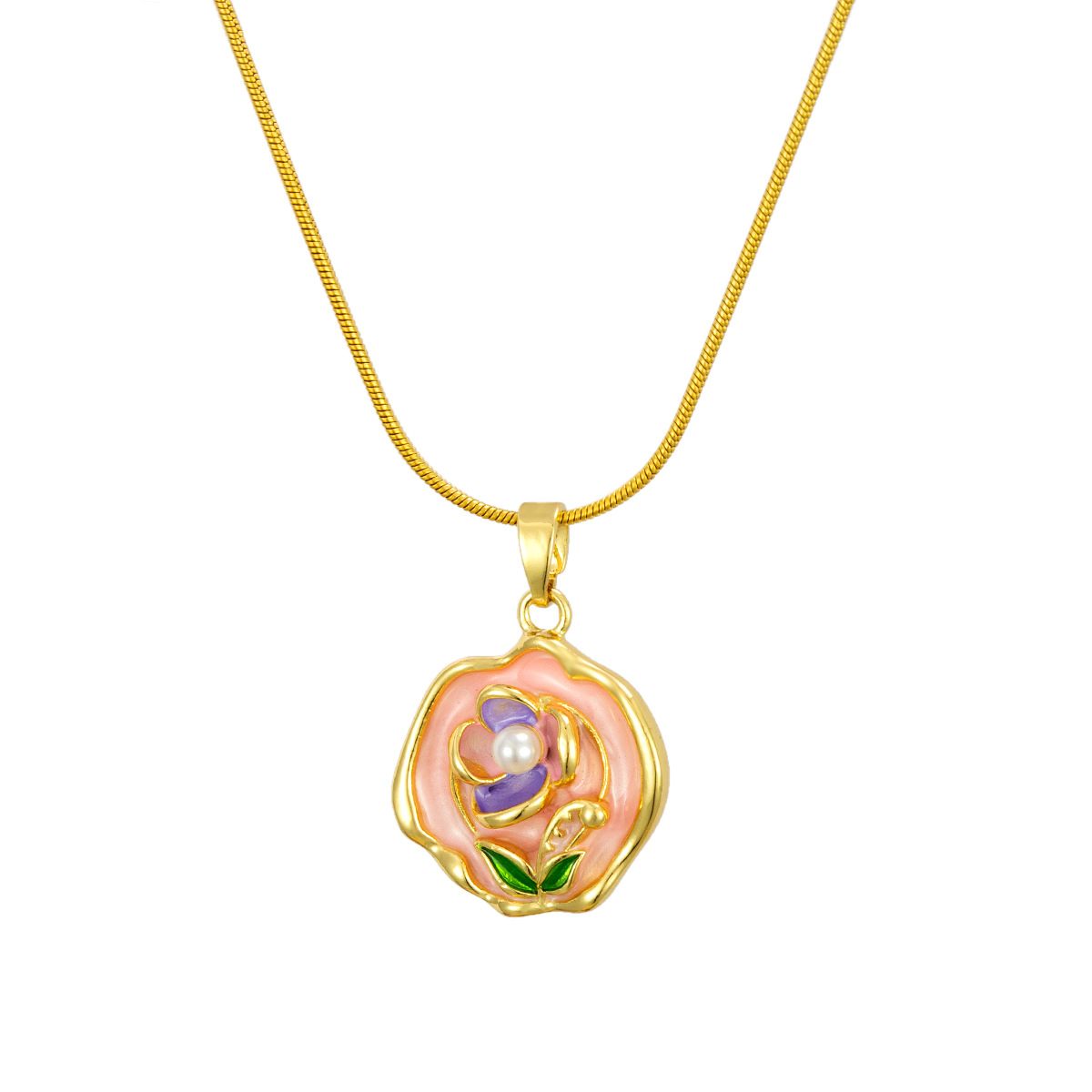 Enamel-flower Necklace For Women Sophisticated And Stylish