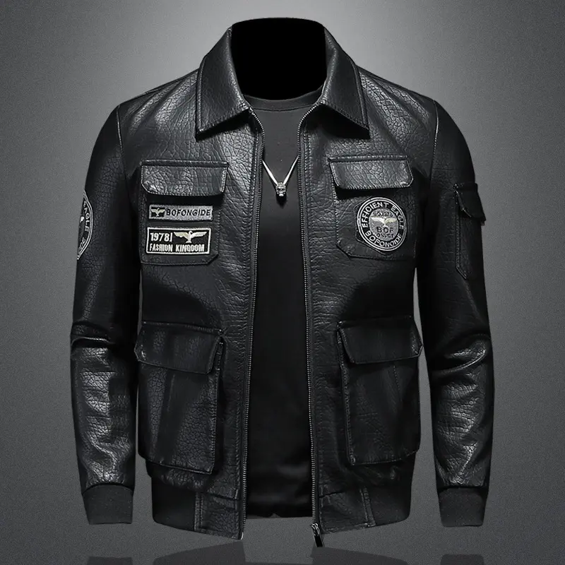 Autumn and Winter New Men's Coat Casual Leather Clothing