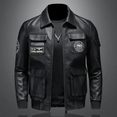 Autumn and Winter New Men's Coat Casual Leather Clothing