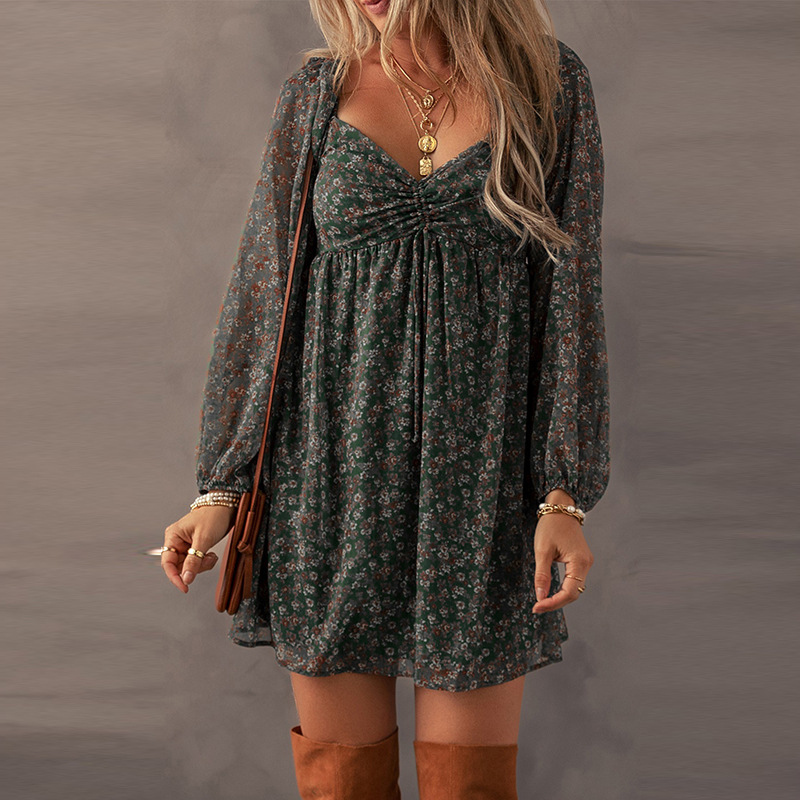 Floral Print Long Sleeve Dress