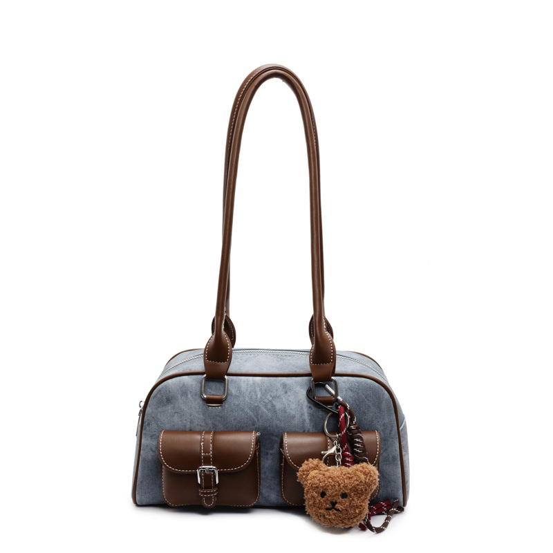 Retro Niche Color-block Commuter Handbag With A Chic Boston-style Underarm Design