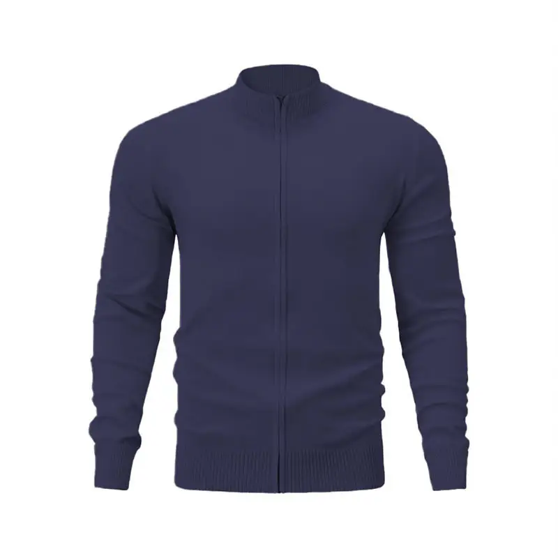 Stand Collar Casual Sports Sweater Solid Color Zipper Sweater