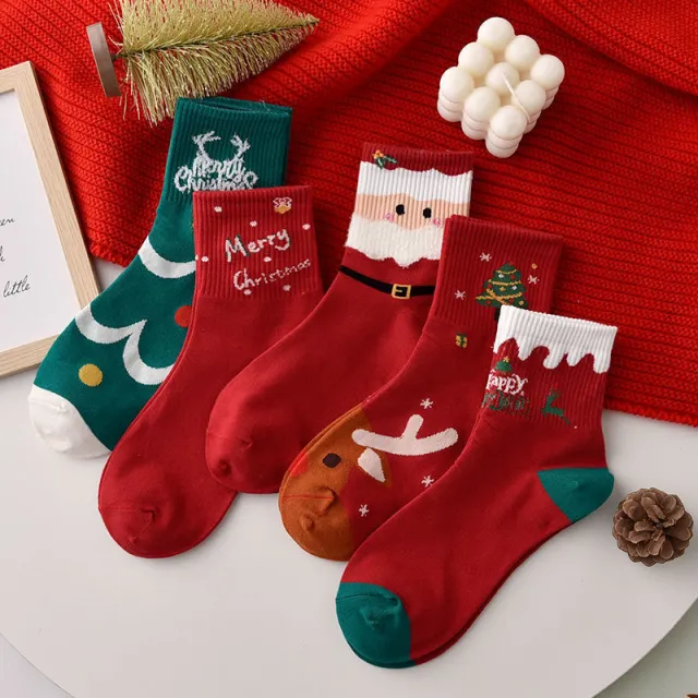 Women's Mid Tube Stockings Autumn And Winter Red Birth Year Christmas Elderly - Shop at LoveMi