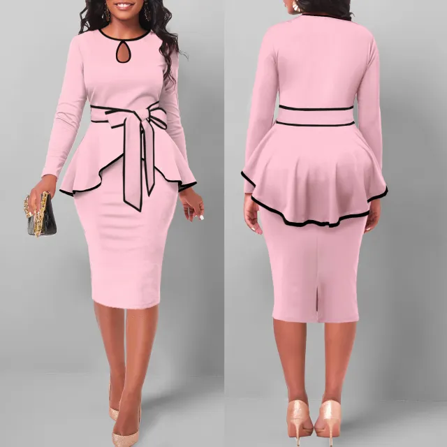 Irregular Suit Skirt Ruffle Top Back Slit Skirt Pink - Shop at LoveMi