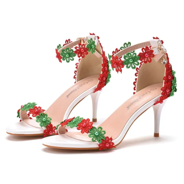Beaded Large And Small Size Summer Sandals Red - Shop at LoveMi