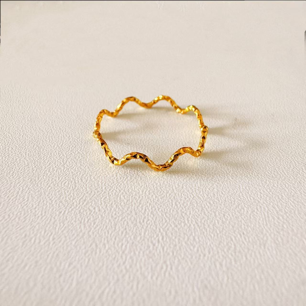 Ring With A Herringbone Pattern Knuckle Ring For The Index Finger Plain Band Plated - Image 3