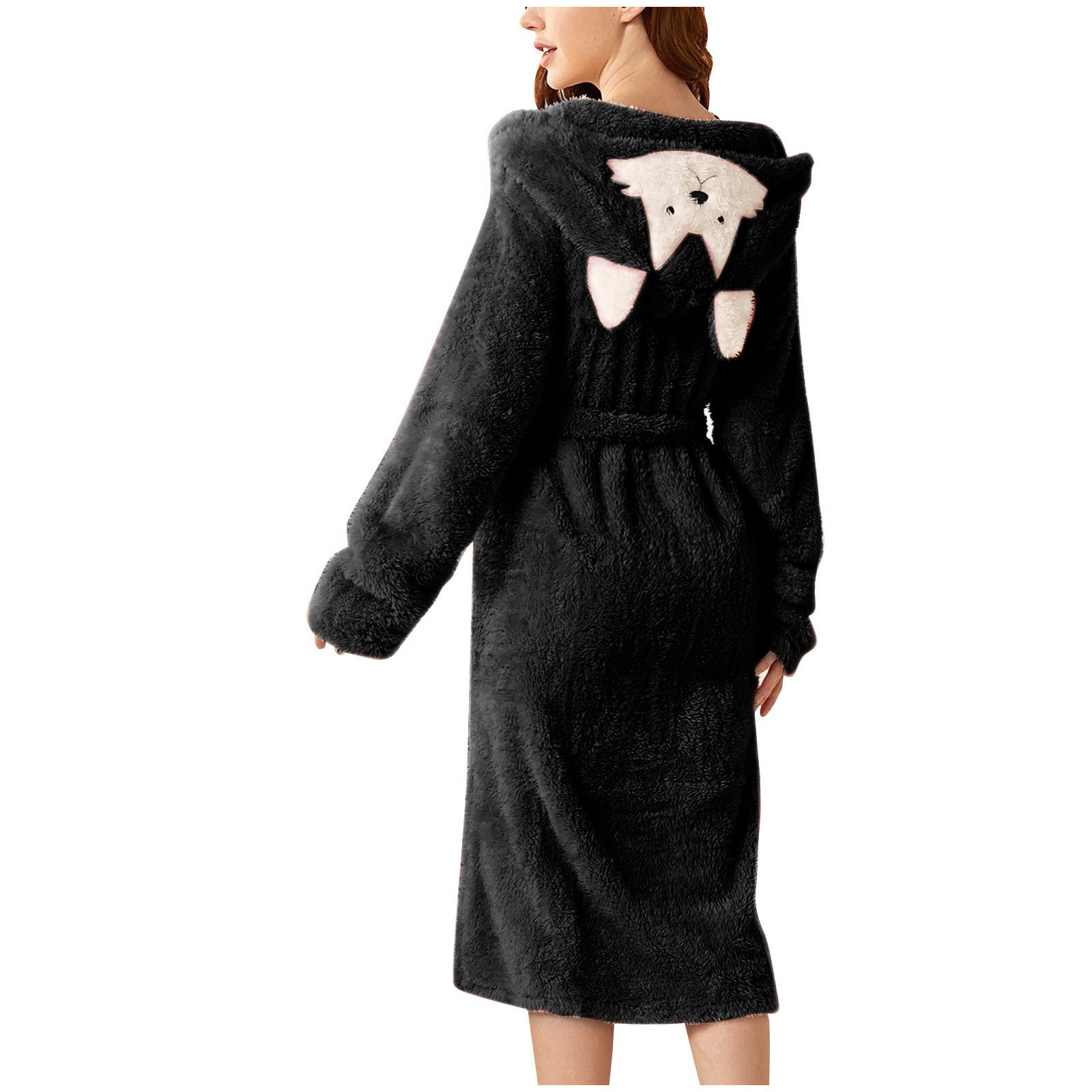 Women's Fashion Simple Pocket Ears Soft Thermal Bathrobe - Image 7