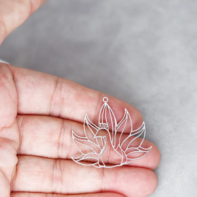 New Geometric Stainless Steel Peacock Pendant Silver - Shop at LoveMi