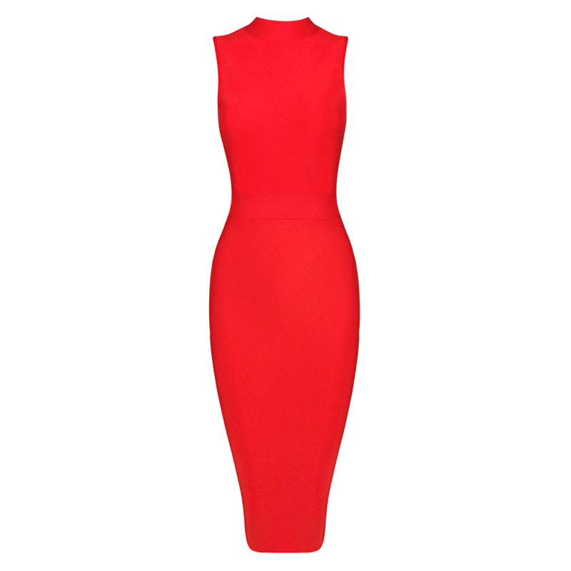 Women's Turtleneck Sleeveless Slim Stretch Dress - Image 12