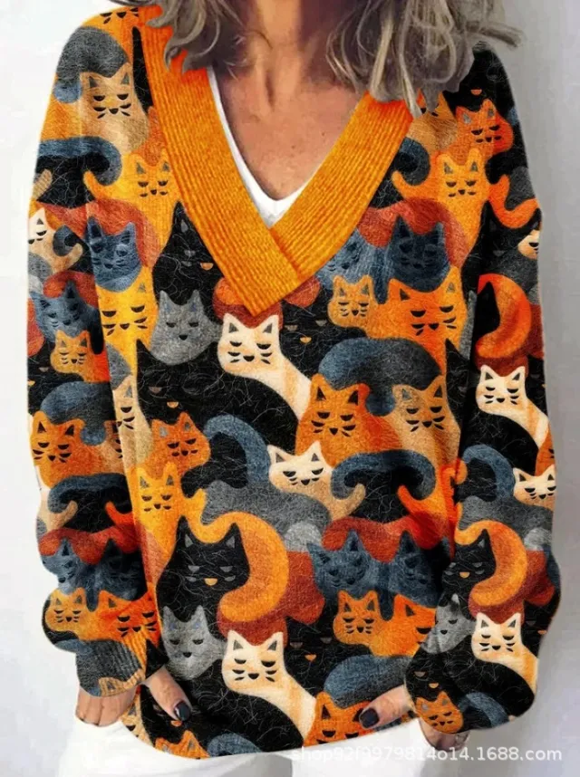 3D Animal Pattern Printed Casual Women's Sweater 1 E073 2Xs - Shop at LoveMi