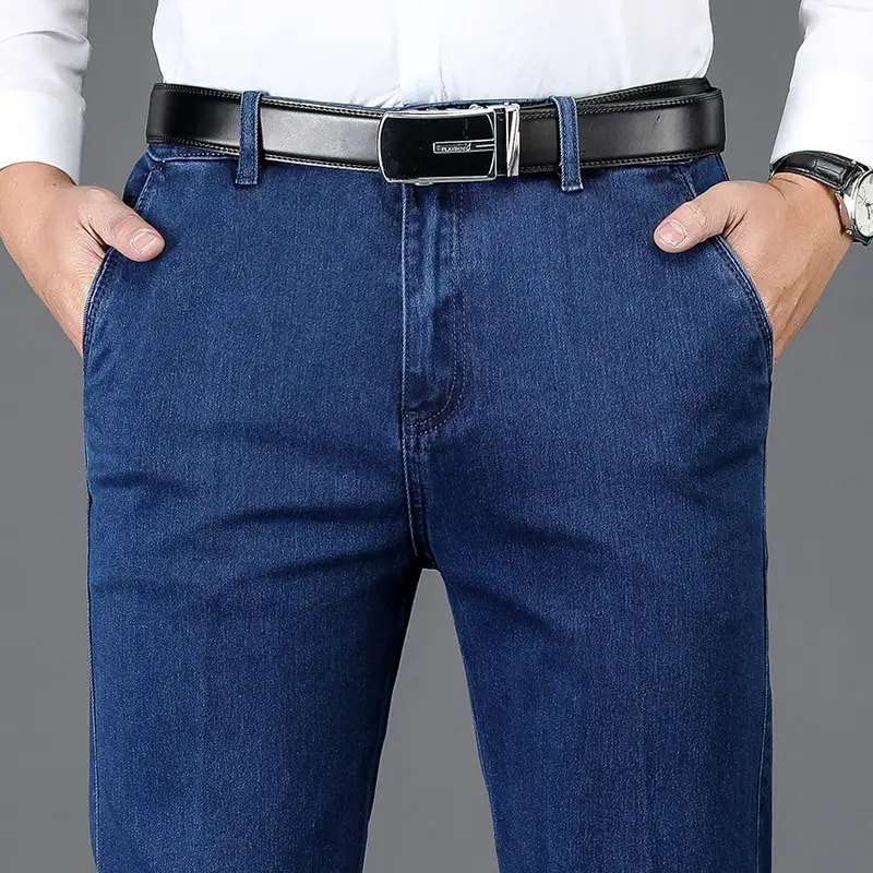 Spring High Stretch Jeans Men's Loose Straight