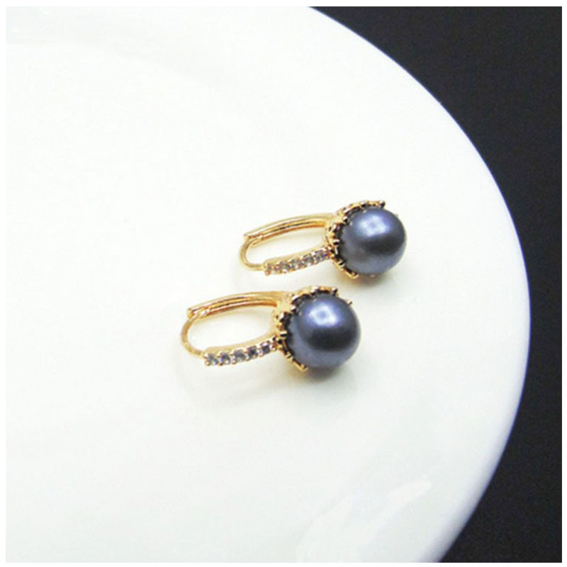High-grade Pearl Ear Clip Inlaid Zircon Female Accessories Gold Plated Environmental Protection