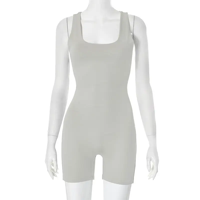 Spring Minimalist Solid-color Back-tie Jumpsuit