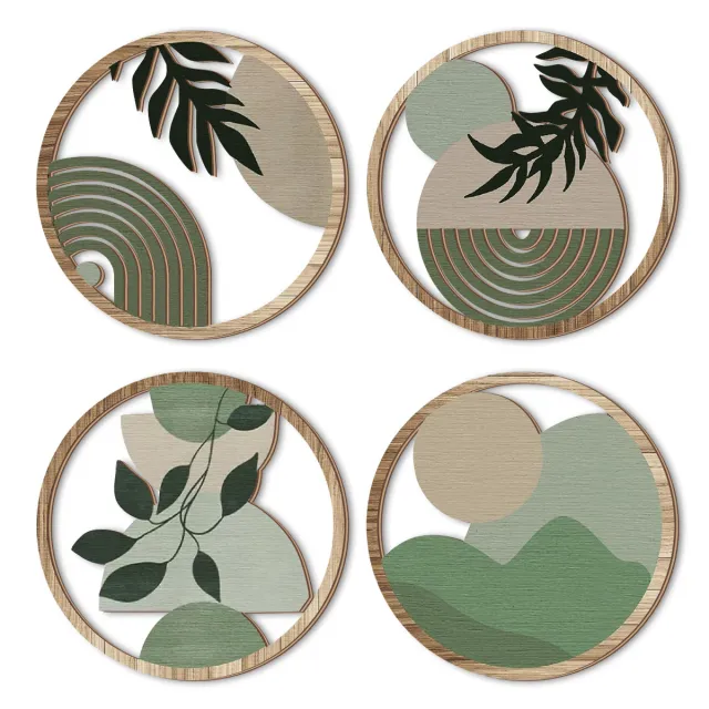 Retro Multi leaf Round Wooden Decorative Wall Stickers Green - Shop at LoveMi