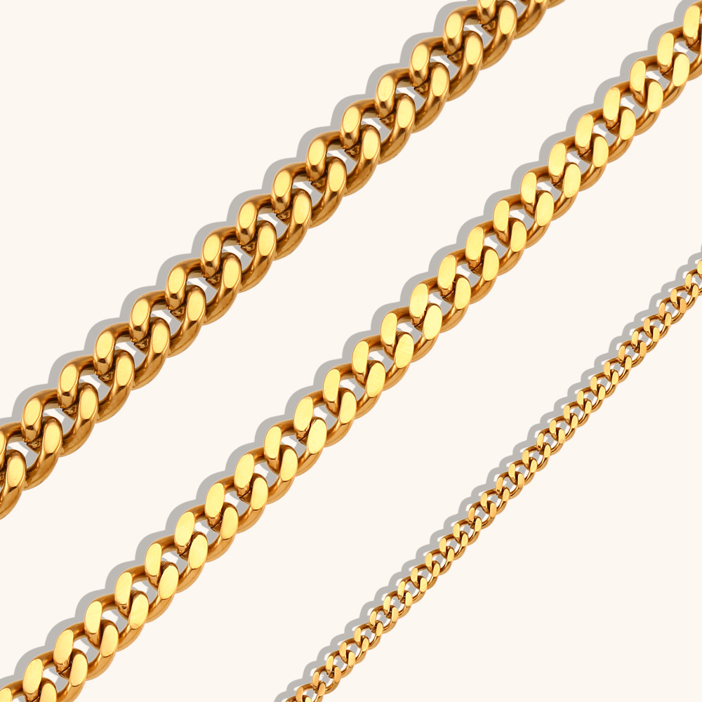 Simple Cuban Link Chain Gold Bracelet Special Interest Light Luxury