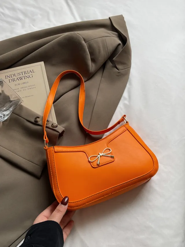 Portable Shoulder Western Style Baguette Bag Orange - Shop at LoveMi
