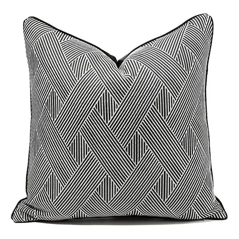 Black And White Striped Hotel Villa B & B Living Room Bedroom Pillow Cover