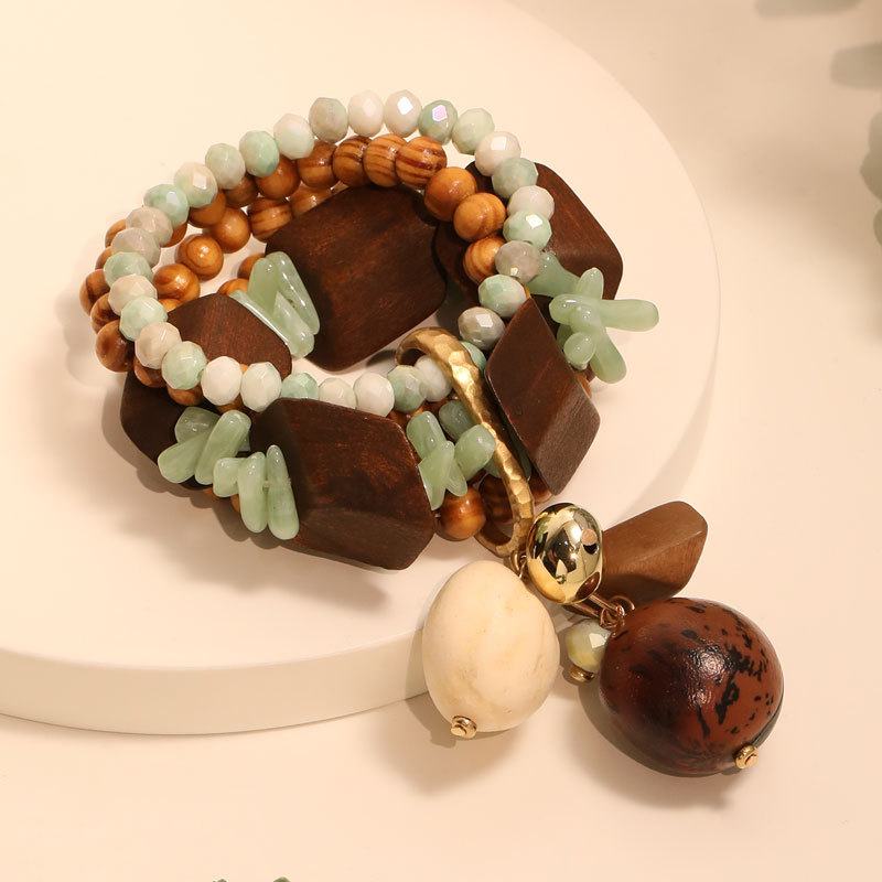 Handmade Multi-layer Wooden Bead Bracelet For Women