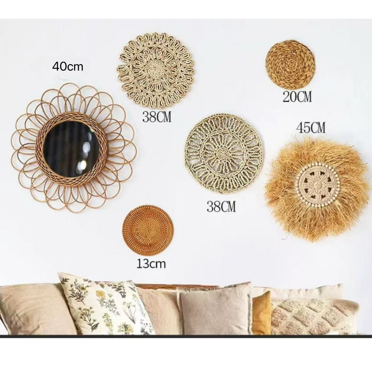 Woven Raffia Wall Hanging Set, picture 8 of 9