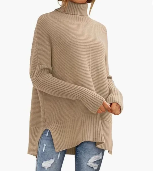Lazy Wind Bat Sleeve Loose Pullover Sweater Khaki - Shop at LoveMi