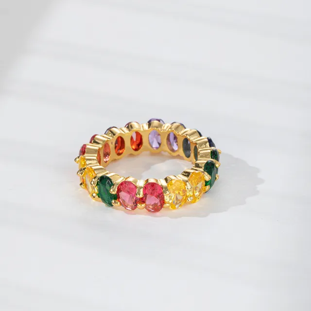 Niche Full Circle Full Diamond Single Row Metal Ring 98284 Mixed Color - Shop at LoveMi