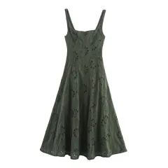 Cutout Sling Long Dress Summer French Women's Clothing Dress - Green - View 1