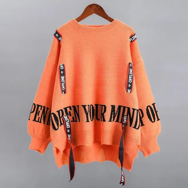 Autumn And Winter Sweater Women's Loose Cool Outerwear Orange - Shop at LoveMi