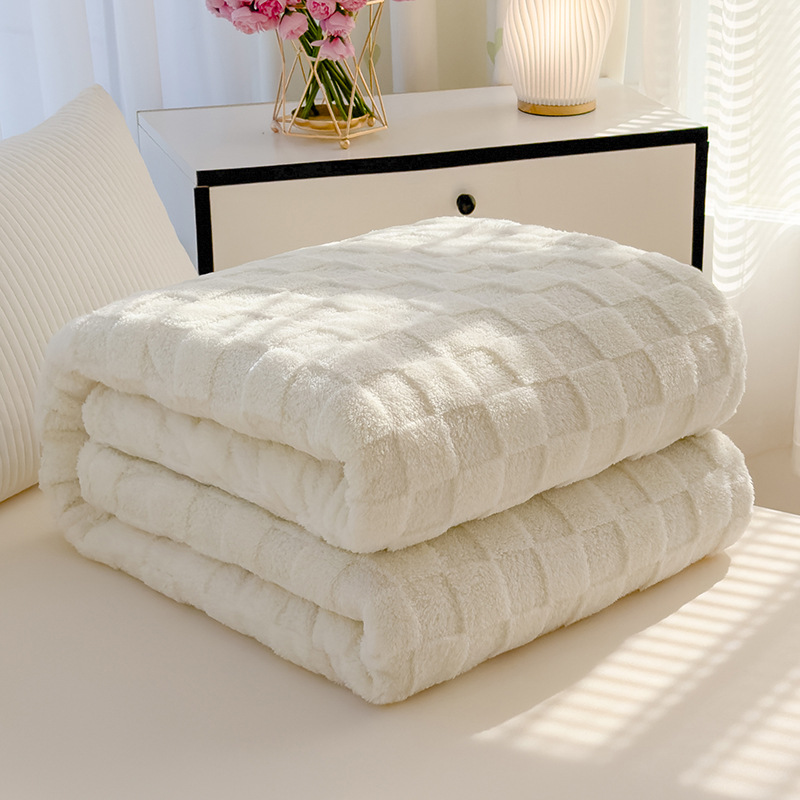 Household Waffle-pattern Flannel Casual Blanket