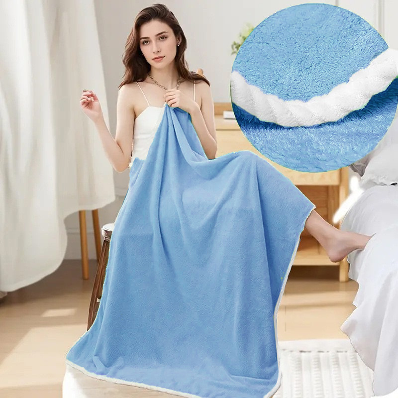 Prosop de baie din fleece Coral, dimensiune extra-mare, pătură decorativă în stil nou