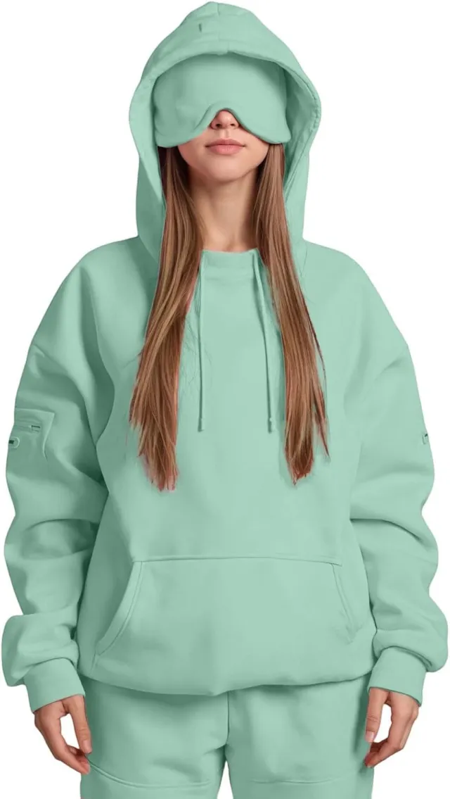 Women's Fashion Solid Color Hooded Top Light Green - Shop at LoveMi