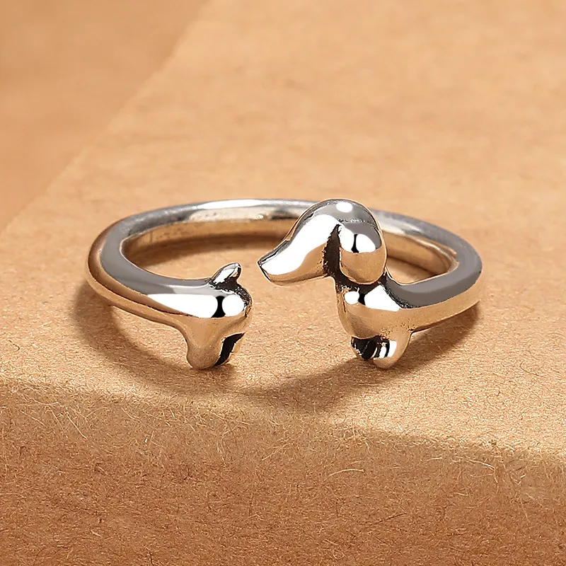 Creative Instagram Style Small Dachshund Ring For Women With Vintage Craft - Yr719 Dachshund