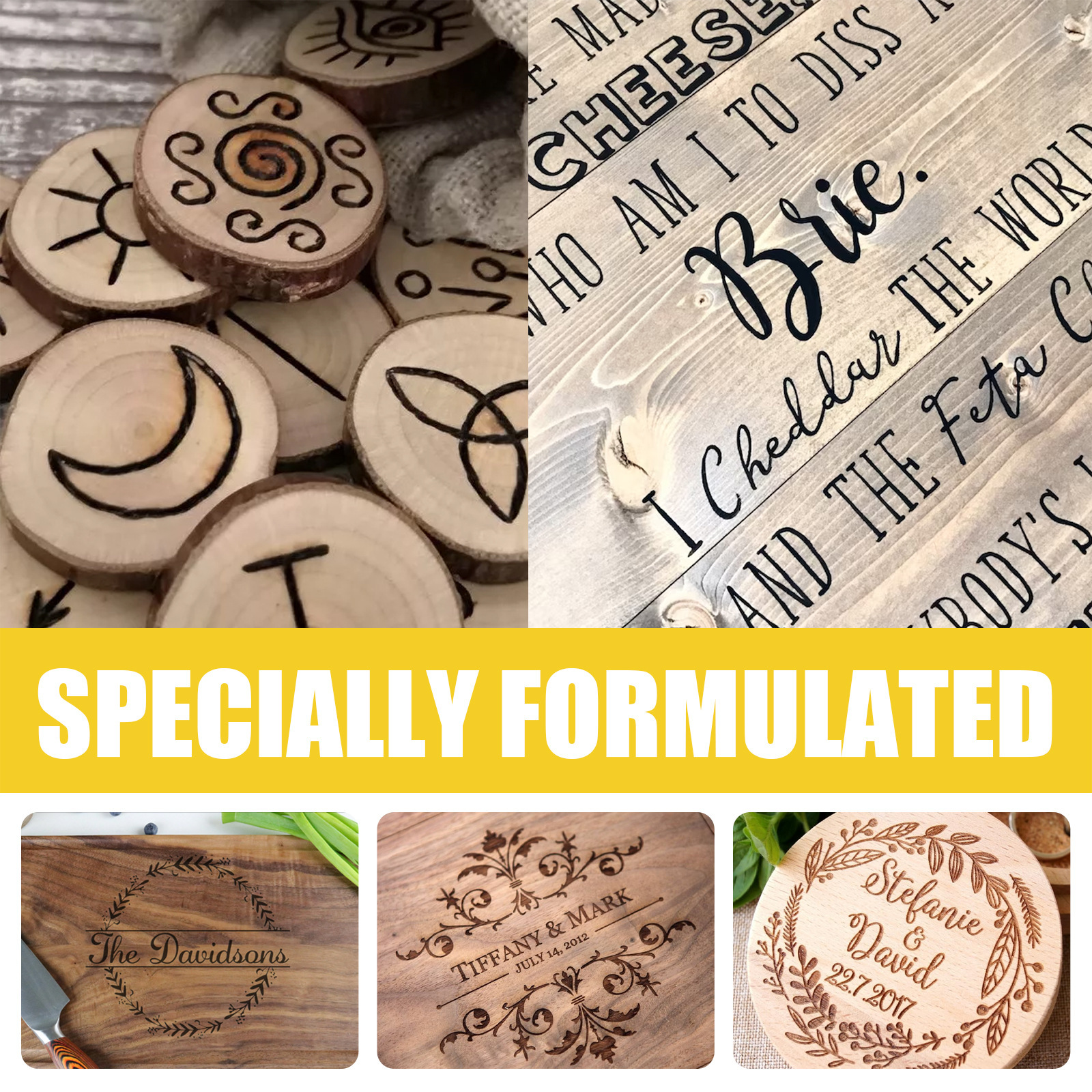 Title 11, Wood Burning Marking Pen DIY Wooden Coaster Woo...