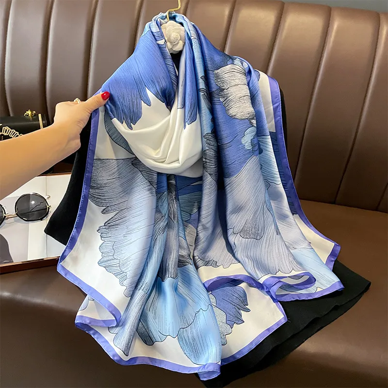 Fashion Silk Scarf Women's Printed Shawl Sunscreen Scarf - F01