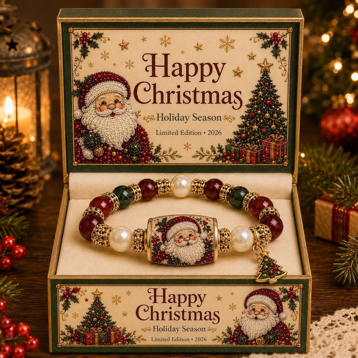 Personalized Crystal Beaded Christmas Bracelet