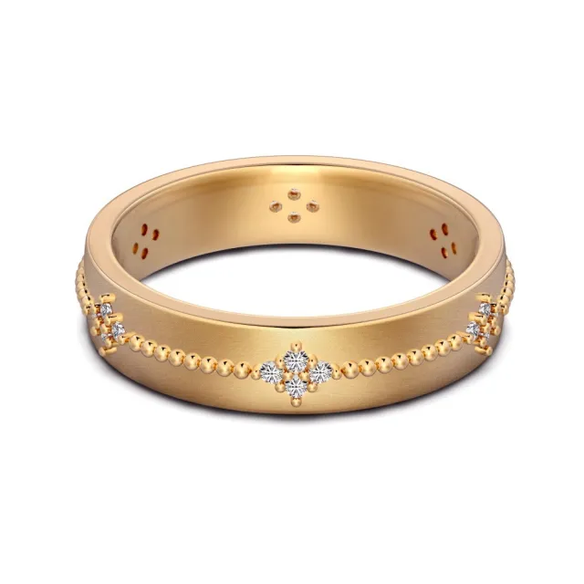S925 Sterling Silver Ring Men's And Women's Light Luxury High grade Zircon Inlaid Personality Simple Daily Champagne Gold Women - Shop at LoveMi